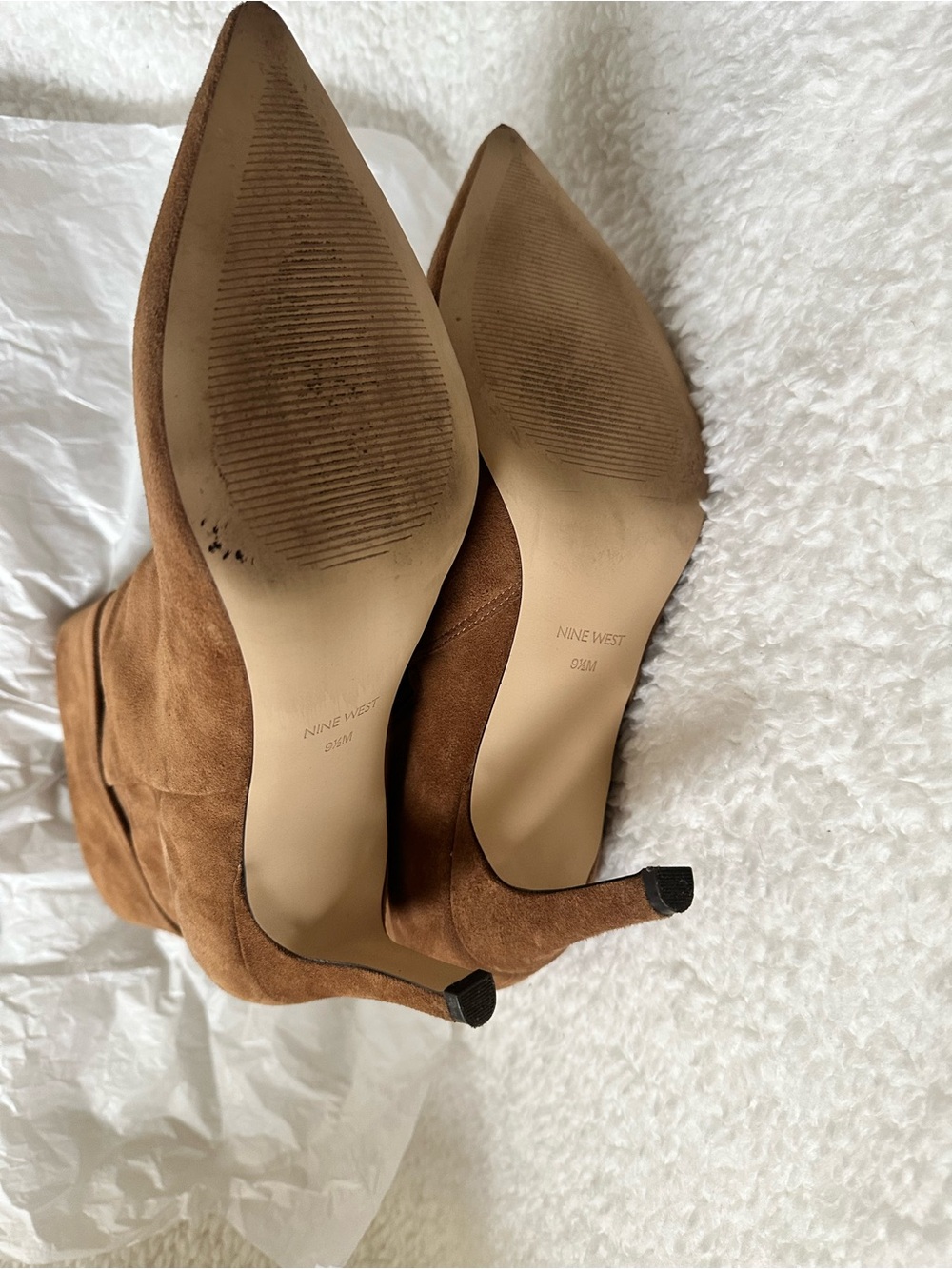 Nine West Cognac Suede Pointed-Toe Ankle Boots - Picture 5 of 5
